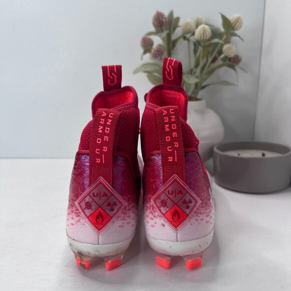 Under Armour Spotlight Lux MC 2.0 Football Cleats Lace Up Red White Mens Size 8 - Picture 4 of 8